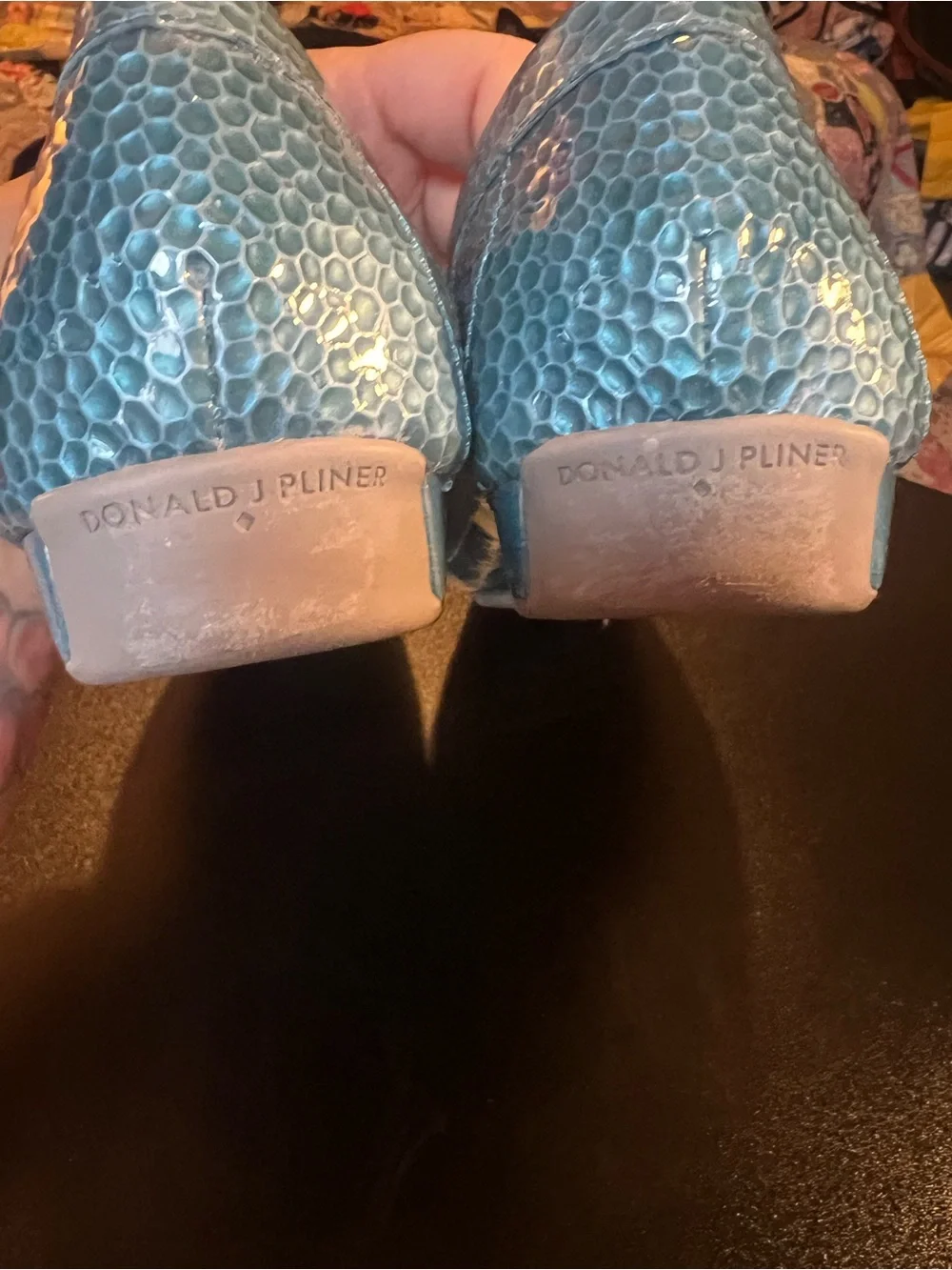 🐝 Donald J Pliner Sky Blue Honeycomb Embossed Horsebit Loafers 8.5